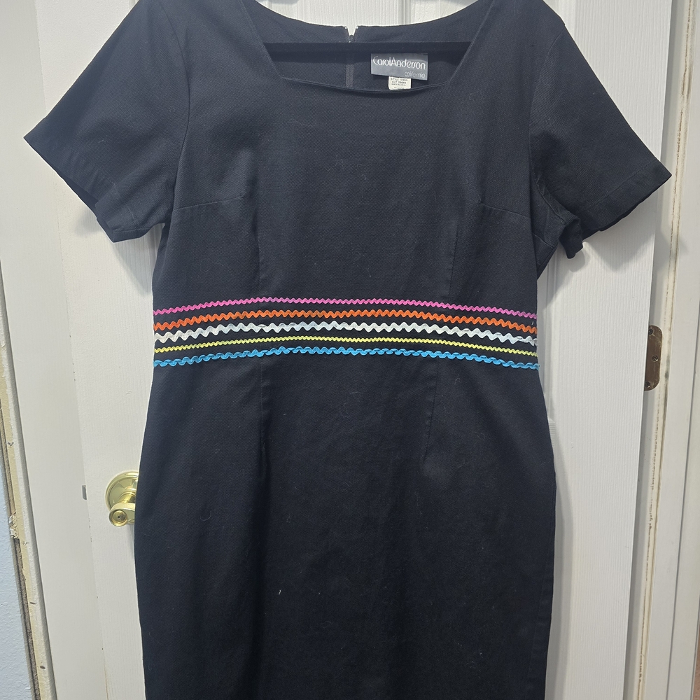 Vintage Black Scoop Neck Sheath Midi Dress